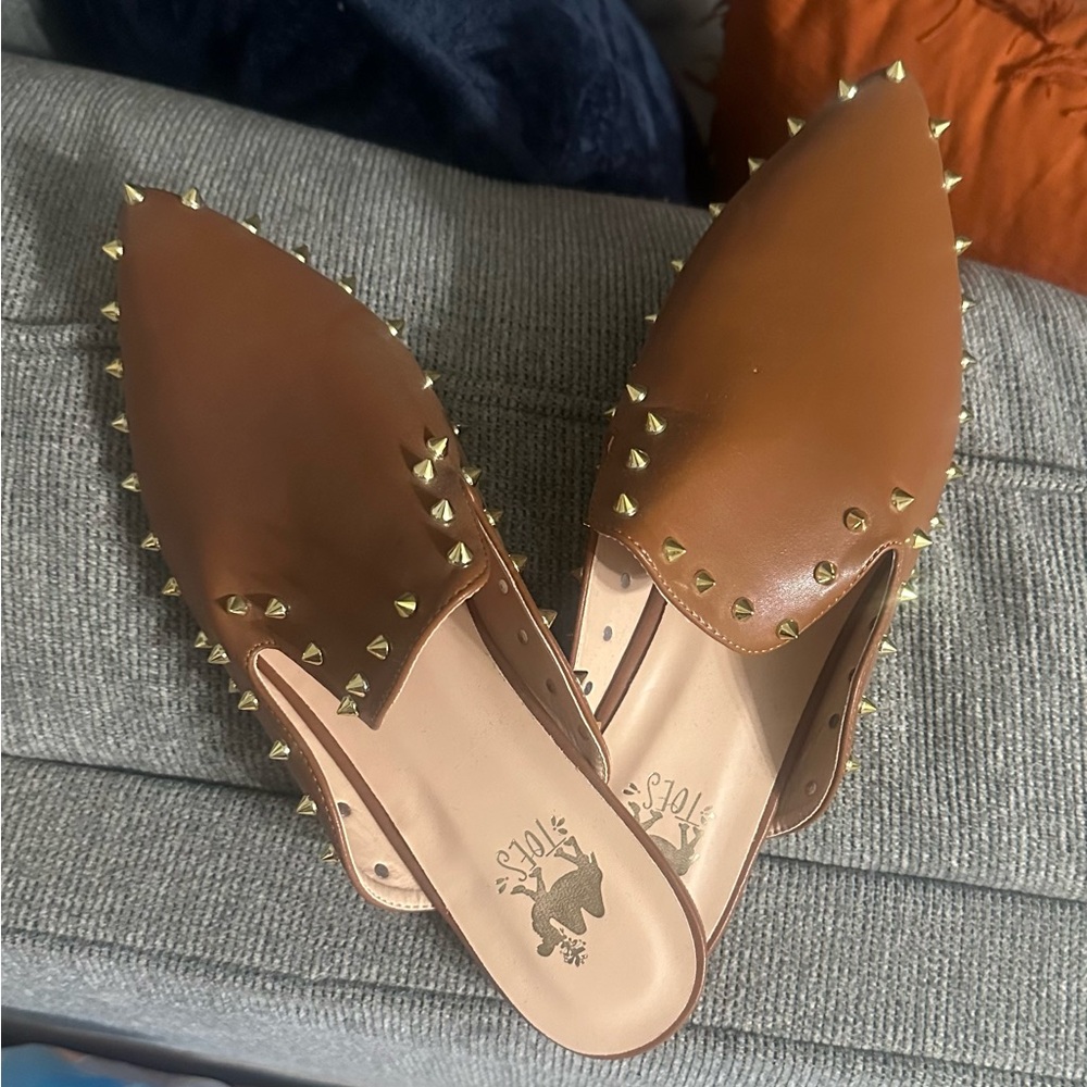 Stylish Brown Studded Mules